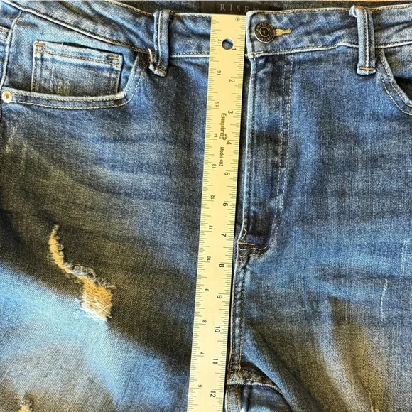 Risen High Rise Distressed Relaxed Fit Skinny Jeans Women’s  size 32/15 - Picture 12 of 14